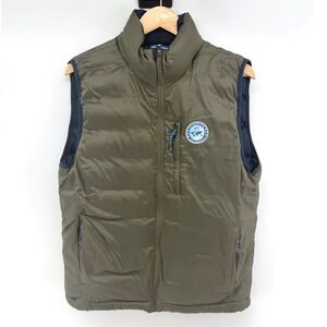 Southern Tide Mens Olive Green Down Puffer Vest Skipjack Ripstop Small